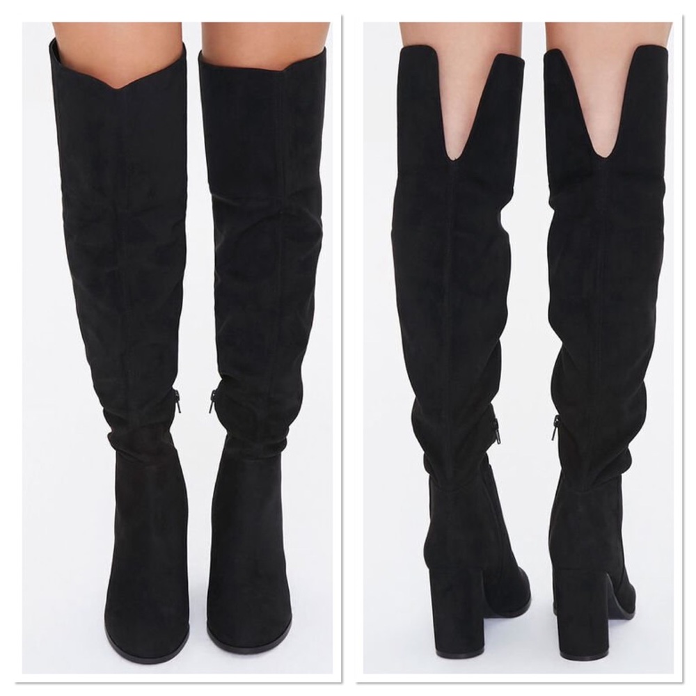 🌻 Forever 21 | Faux Suede Blocked Heel Over The Knee Boots